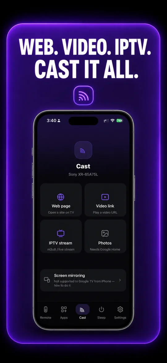 Cast web, video and IPTV